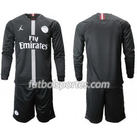 Camisetas Paris Saint Germain Jordan Negro Niños Tercera Equipacion 2018/2019 Manga Larga
